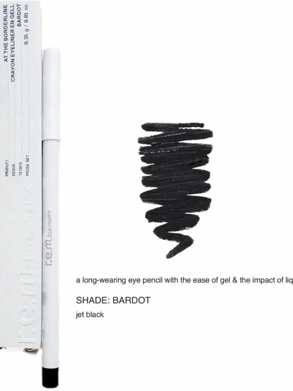 rem beauty Bardot Jet Black Eye Pencil Gel Eyeliner Black Waterproof New in box - Picture 1 of 6